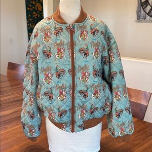 Stylish Women's Bomber Jacket with Cowboy Print